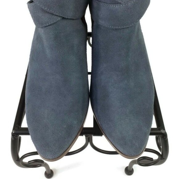 Sole Society Azure Vista Blue Cow Suede Heeled Booties Womens 9.5 - Picture 2 of 10